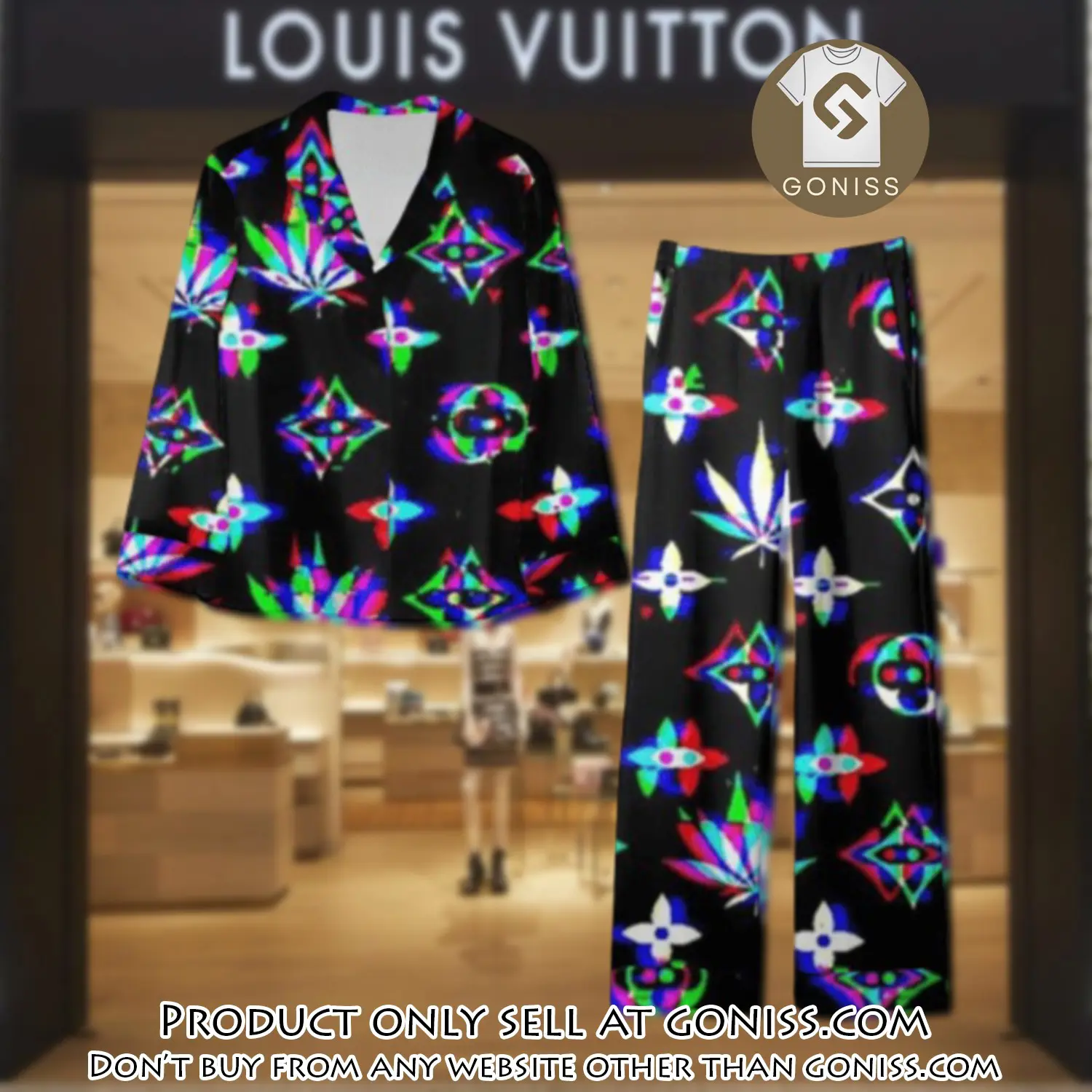 Trending luxury lv satin pajama set pjs1080 gn1207258